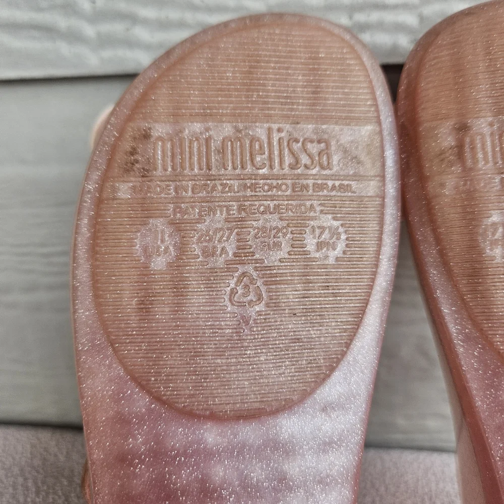 Mini Melissa Pink Sparkle Floral Rose Jelly Mary Jane Shoe Girl SZ 11 Spring